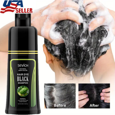 US Sevich Fast Black Hair Shampoo Hair Color Dye Natural Plant Essence Permanent