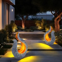 Solarlampe AußEnleuchte Gartendeko Led Gold Grau Steinoptik Skulptur 2Er Set