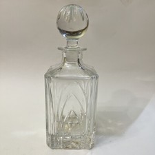 Square Crystal Whiskey Decanter, Heavy, 10&rdquo; tall with stopper, 3 3/4&rdquo; Sq