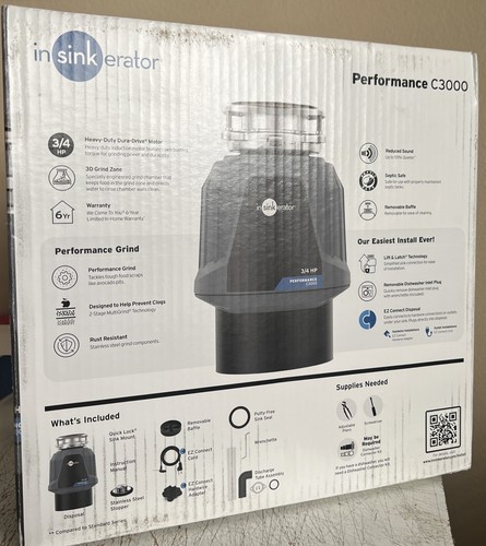 Insinkerator Performance C3000 3/4HP Motor Garbage Disposal New OPEN BOX - Picture 2 of 2