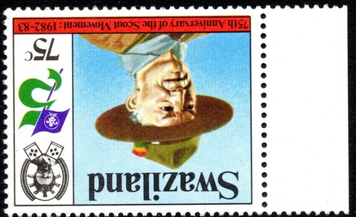 1982 Swaziland Sg 419w 75c Boy Scout Movement inverted Watermark Unmounted Mint