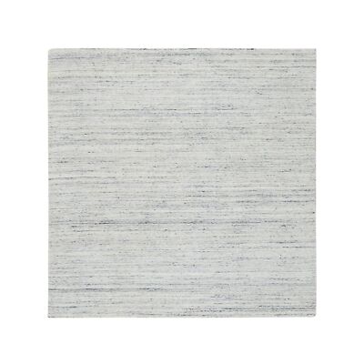 6'x6' Ivory Plain Modern Striped Design Soft Wool Hand Loomed Square Rug R64773
