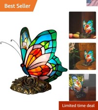 Tiffany Butterfly Table Lamp - Handcrafted Stained Glass Nightstand Lighting