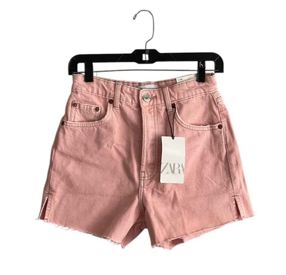 ZARA Womens Pink Mid Rise Button Fly Jean Shorts Size 4 NWT