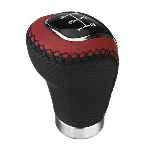5 6 Speed 3 Cap Manual Gear Shift Knob Shifter Stick Lever Black Red PU Leather - Picture 7 of 16
