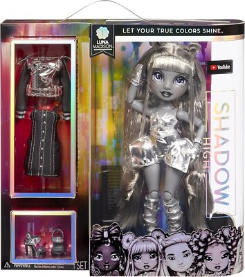Rainbow High Shadow High Serie - LUNA MADISON - Graustufen Modepuppe mit Bea