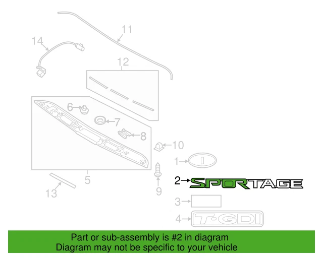 LETRAS INSIGNIA TRASERA EMBLEMA ORIGINAL PARA KIA SPORTAGE 2011-2016 86310-3W000 Foto 2 de 2