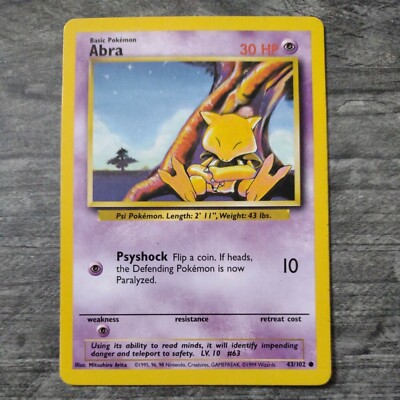 Base Set First Edition Abra Pokémon Karte - 43/102