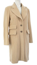 Tara Jarmon Coat Beige Wool Blend Tailored Classic Overcoat Fr40 Uk 12 Vintage