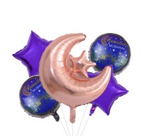 “Ramadan Mubarak” Rose Gold Foil Balloons- For Eid- Set of 5
