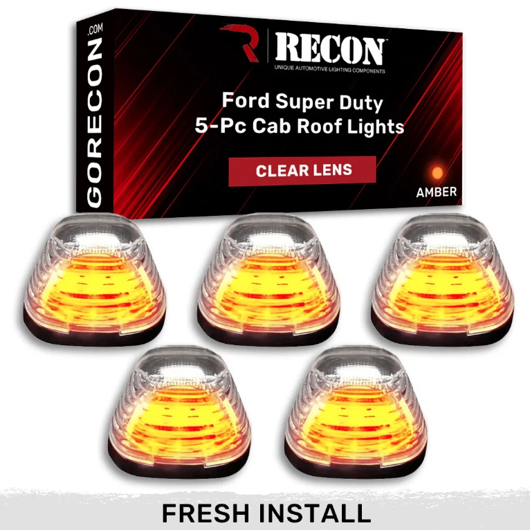 Luces LED ámbar con lente transparente Recon para Ford Powerstroke Super Duty 1999-2016 Foto 3 de 4