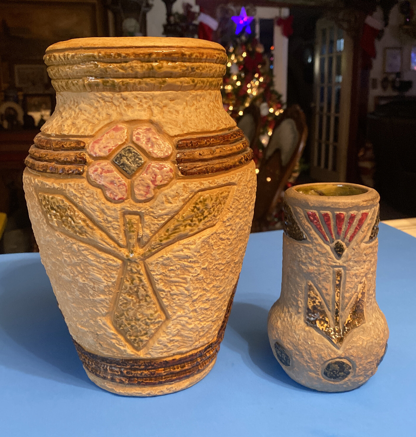 10” & 6”. VINTAGE. Roseville Mostique Arts & Crafts POTTERY VASES eBay