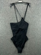 NWT La Blanca Island Goddess 1 Shoulder 1 Piece Tummy Contl Swim Womens 8 Black