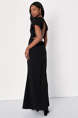 Women’s Lulus Moment of Luxury Black Flutter Sleeve Cutout Mermaid Maxi  Dress