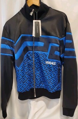 $1425 Versace Monogram Track Jacket New With Tags. Navy Blue Size