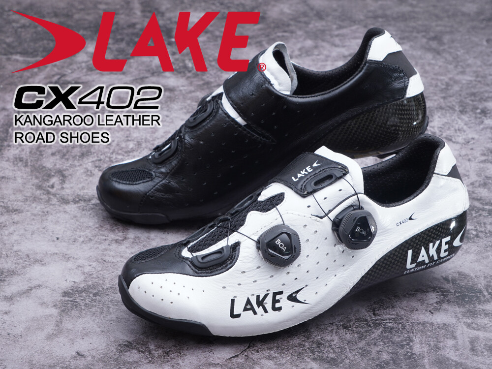 LAKE CX402 Kangaroo Skin Cycling Shoes: White/Black EU39-43