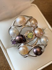 Beautiful Custom Pearl Ring With Gemstones .925