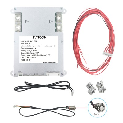 LVNOON Smart active balancer BMS for Li-ion NCM LiFePo4 LTO 4S-8S 100A Lithium