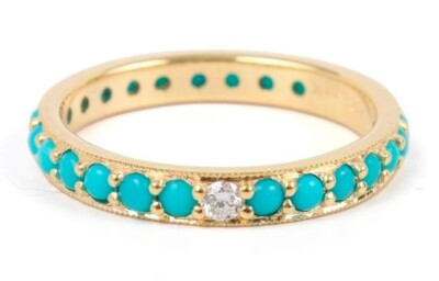 Unique Vintage 10Ct Round Cut Simulated Turquoise Bangle 7.5inch