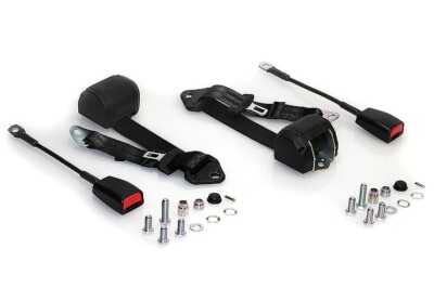 3 point seat belt, color black-E-tested for Opel Manta A 1970-1975