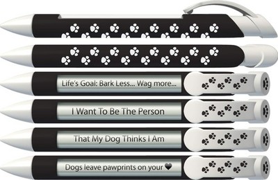 Paw Prints Pens with Rotating Messages, 6 Pen Set (36591)