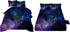 3D Galaxy Twin Bedding Set - 5 Pieces with Comforter, Sheets Pillowcases