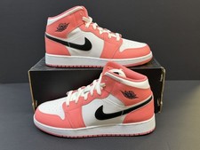 Big Kid's Jordan 1 Mid Pink Gaze/Black-White