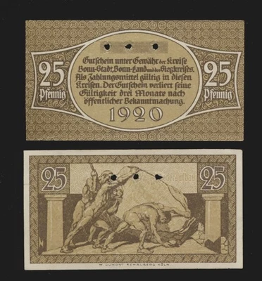 BONN 25 Pfennig ohne KN = MUSTER Verkehrsausgabe Notgeld SELTEN ( 490-M - Bild 1 von 3