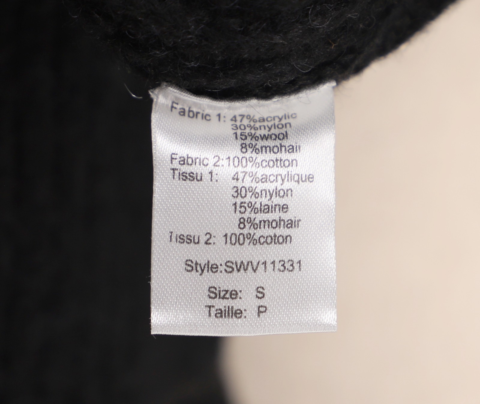 NWT ELAN Kasha Layered Collared V-Neck Cropped Sweater Shirt Black White Size S