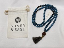 Silver & Sage Mala - Apatite Obsidian Pyrite - “Creative Space”