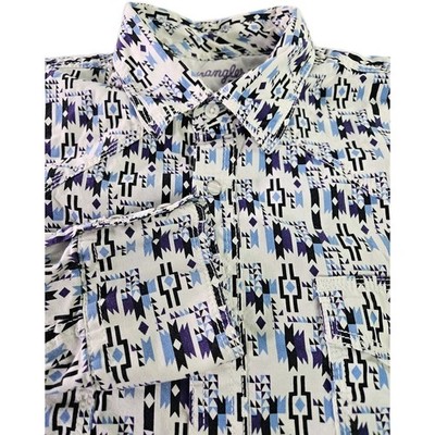 Wrangler Pro Rodeo 20X Competition Pearl Snap Shirt Men L Blue Purple Western