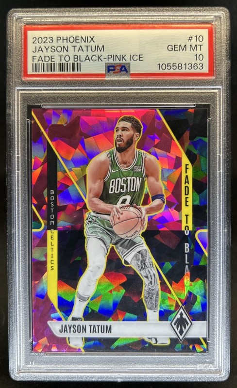 2023-24 Panini Phoenix Jayson Tatum Fade To Black Pink Ice #/25 Celtics PSA 10