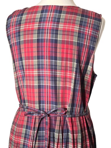Talbots Petite 14P Madras Button Front Shirtdress Rayon Pleated Skirt Pockets - Picture 13 of 23