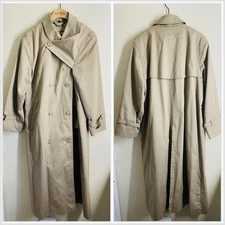FoxRun by Lucien Padawer Vintage Trench Coat Beige Khaki Long Double Breasted 12