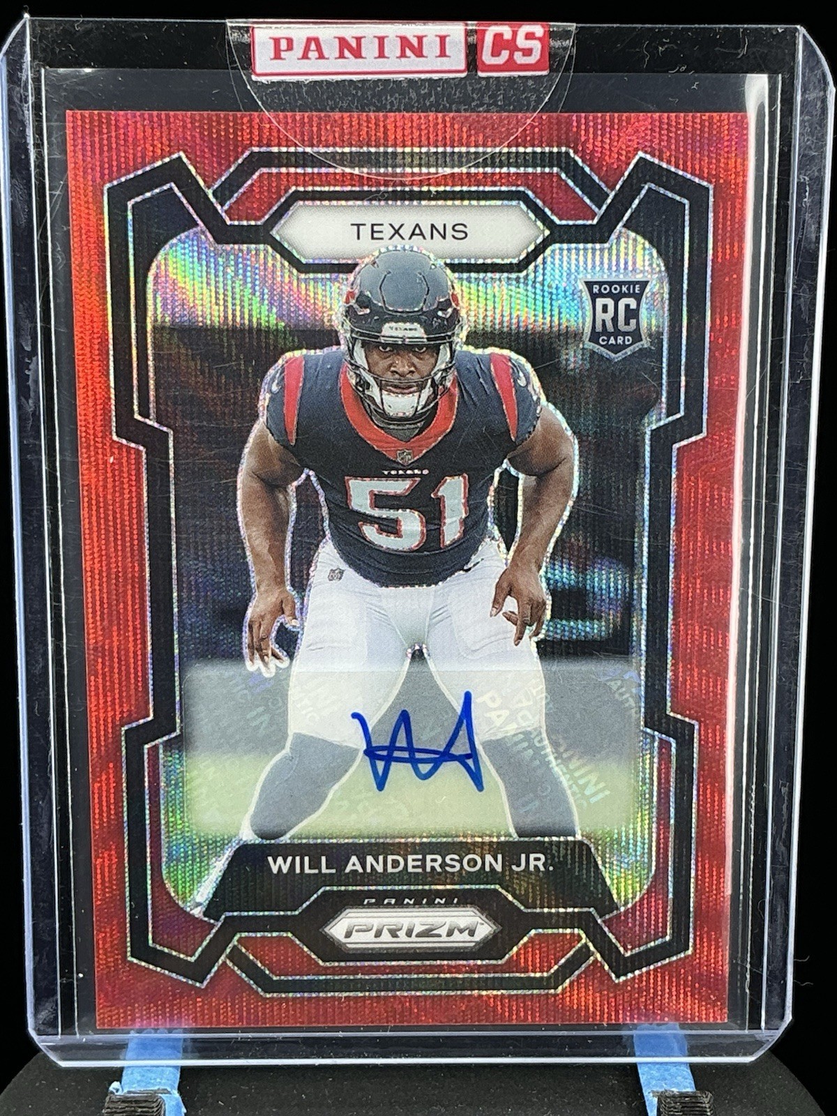 2023 Panini Prizm Will Anderson Jr Red Wave Rookie RC Auto 009/149 #342 Texans