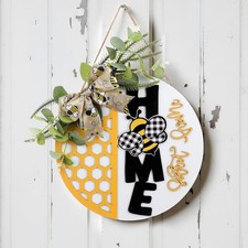 Bee Home Wreaths for Front Door Summer Spring Bee Sign Decorations Farmhouse ...