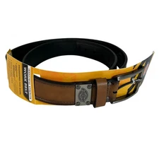 Dickies Small 30-32 Leather Work Belt Brown Industrial Strength Silver Buckle