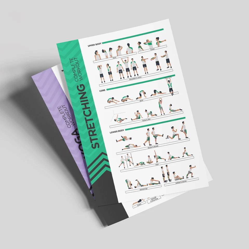 GYM WORKOUT POSTERS 8 PACK Exercises Dumbbell Kettle bell BARBELL TRAINING - Image 2 of 3