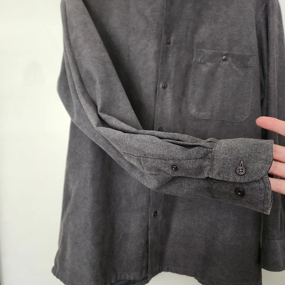 Marc Edwards Sueded Luxe Mens Button Front Long Sleeve Shirt Gray Size Medium - Image 3 of 4