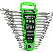 Sae Wrench Set 15-piece Combination Chrome Vanadium Steel 14 To 1-116