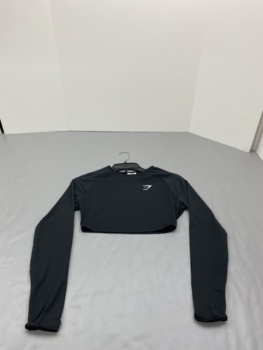Gymshark Crop Top Shirt Womens XS Black Long Sleeve Compression gymshark-crop-top-shirt-womens-xs-black-long-sleeve-compression