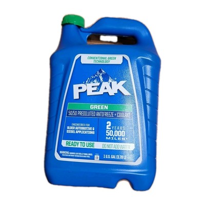 Peak Green Antifreeze + Coolant 50/50 Premix | 1 Gallon. For Older Auto & Diesel