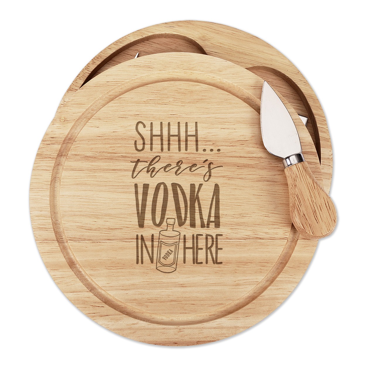 Shhh There's Vodka In Here Cheese Board Knife Set Funny