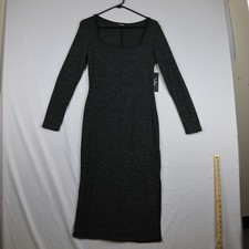 Lulus Dress Womens Small Gray Long Sleeve Maxi Bodycon Square Neck Made USA New