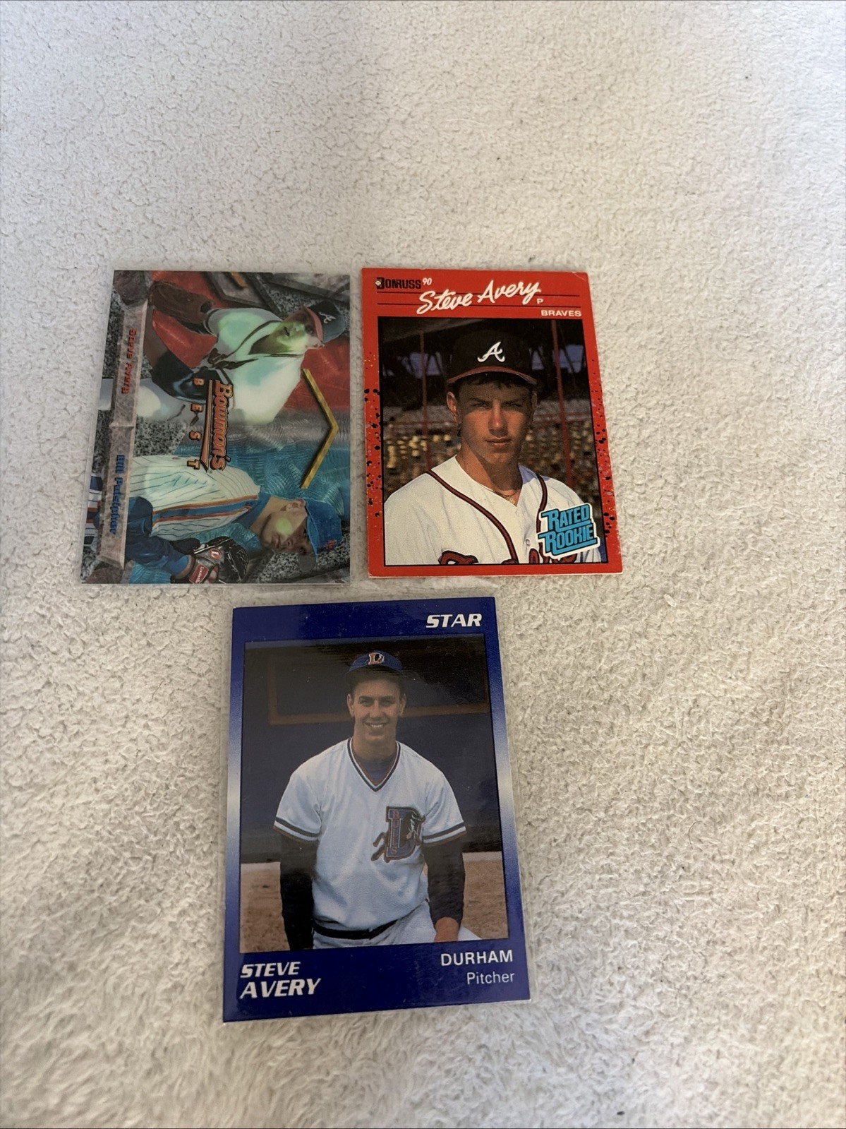Steve Avery Rookie And Minor League 3 Card Lot Atlanta Braves