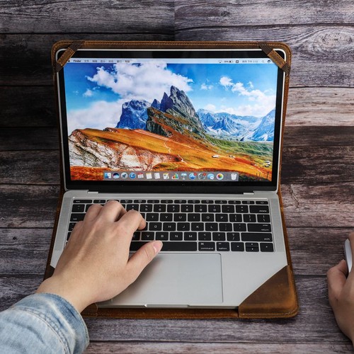 Echt Leder Laptop Hülle Tasche für Macbook Neo Air Pro 13 M5 M4 Tragbare Tasche - Bild 1 von 13