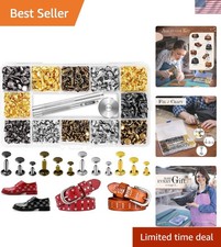 240 Sets Leather Rivets Kit - Brass Studs with 3 Tools in 4 Colors  3 Sizes