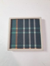 Square Handmade Resin Tray With Dark Green Plaid Pattern