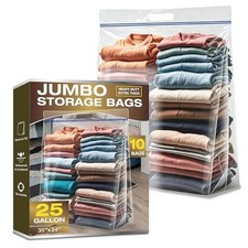 10 Pack 25 Gallon Jumbo Storage Bags with Zipper and Handles 10 Jumbo