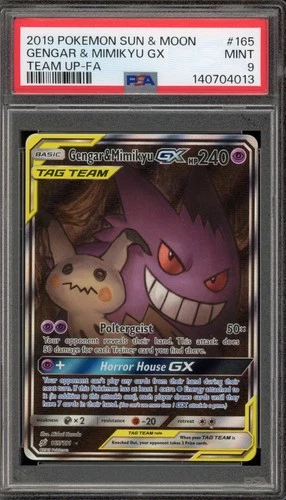 Pokemon Gengar & Mimikyu GX Team Up Full Alt Art #165 PSA 9 Mint
